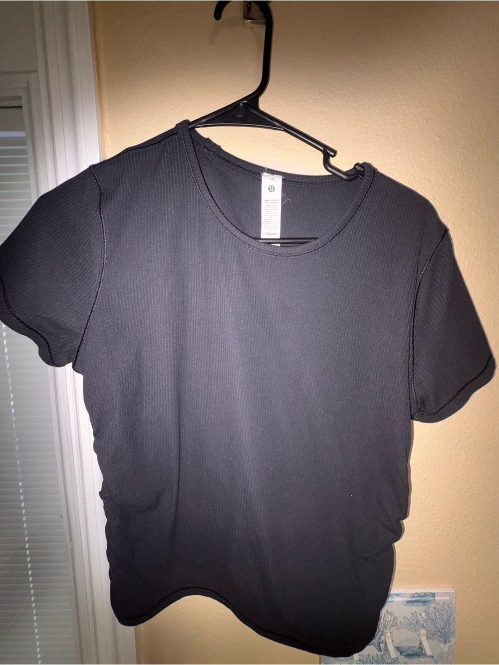 lululemon athletica Black Ribbed Crew Short Sleeve Tee